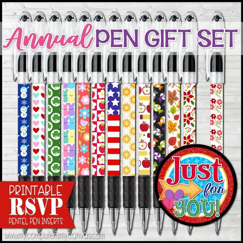 Annual RSVP Pentel Pen Gift Set {INSERTS} PRINTABLE