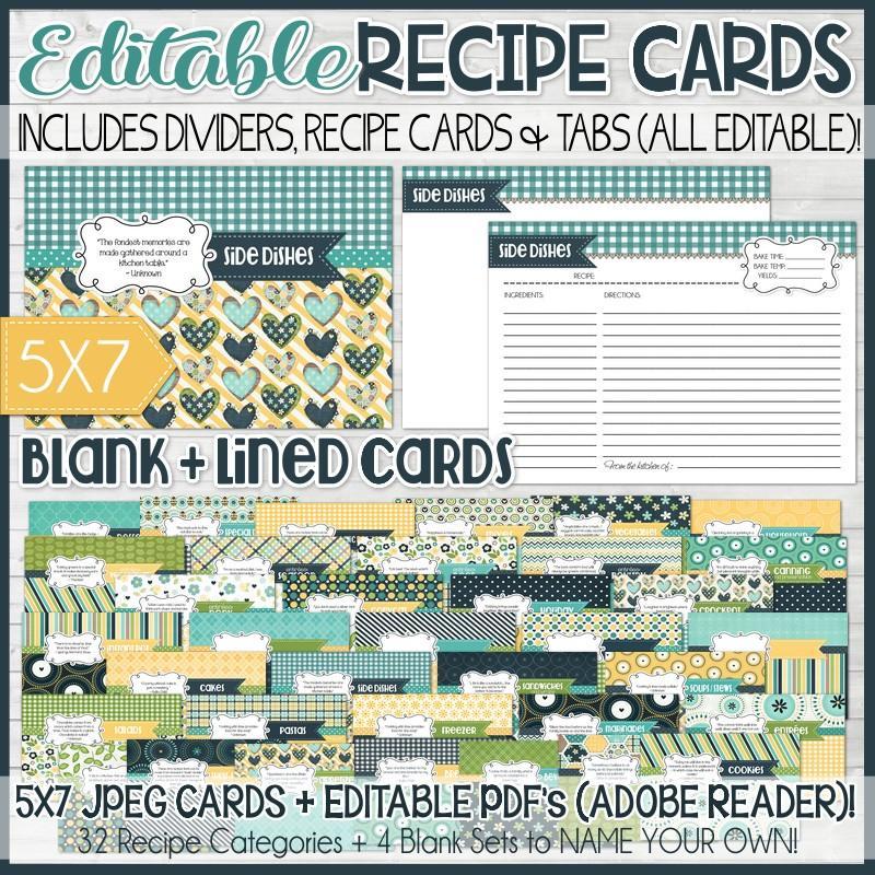 Editable Recipe Card Divider Template - Printable Index Card Size