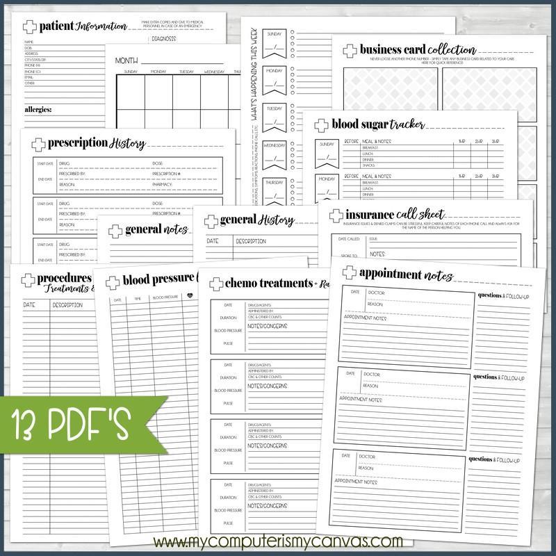 Printable Medical Planner – Farm Girl Designs