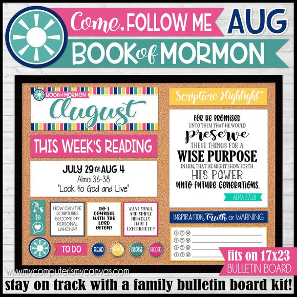 2024 CFM BOOK OF MORMON Family Bulletin Board Kit {AUGUST} PRINTABLE