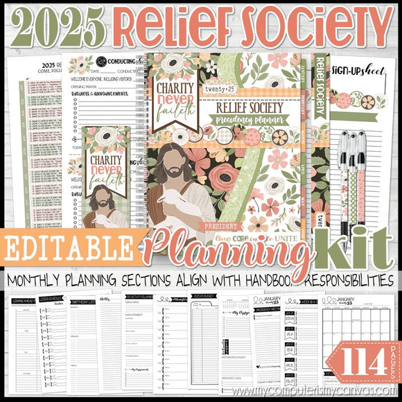 2025 RELIEF SOCIETY Presidency Planning Kit {EDITABLE} PRINTABLE