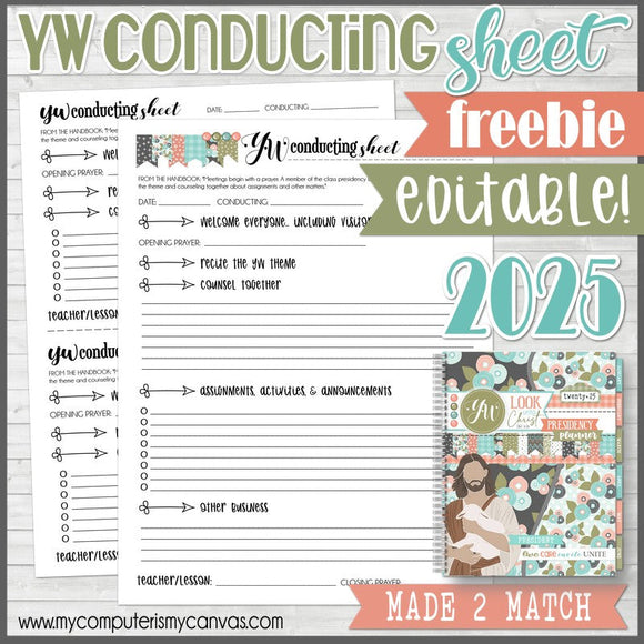 2025 YW Conducting Sheet {EDITABLE} FREE PRINTABLE