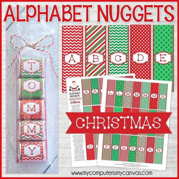 ALPHABET Nugget Wrappers {Christmas Edition} PRINTABLE-My Computer is My Canvas