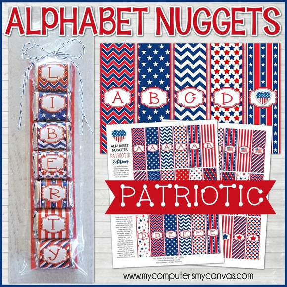 ALPHABET Nugget Wrappers {Patriotic} PRINTABLE-My Computer is My Canvas