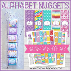 ALPHABET Nugget Wrappers {Rainbow Birthday} PRINTABLE-My Computer is My Canvas