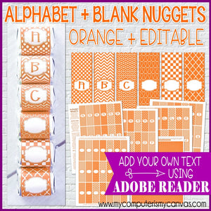 Alphabet + BLANK Nugget Wrappers {Orange} PRINTABLE