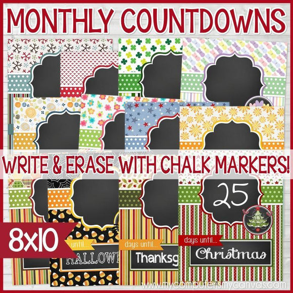 Annual Countdown Collection {Faux Chalkboard} PRINTABLE-My Computer is My Canvas