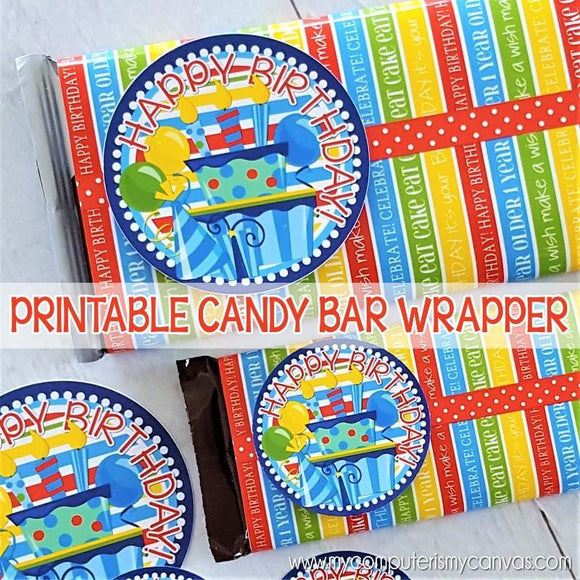 BIRTHDAY Candy Bar Wrapper {Bright} PRINTABLE-My Computer is My Canvas