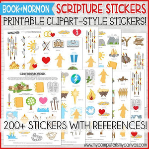 Book of Mormon Scripture Stickers {Clipart Style} PRINTABLE