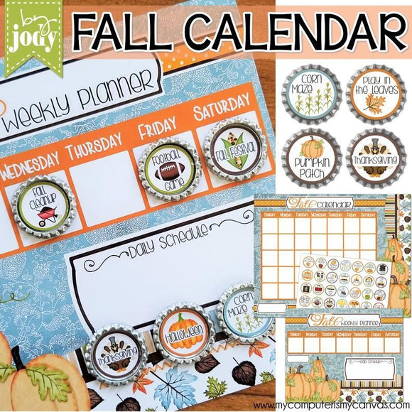 Bottle Cap Activity Calendar {FALL} PRINTABLE-My Computer is My Canvas