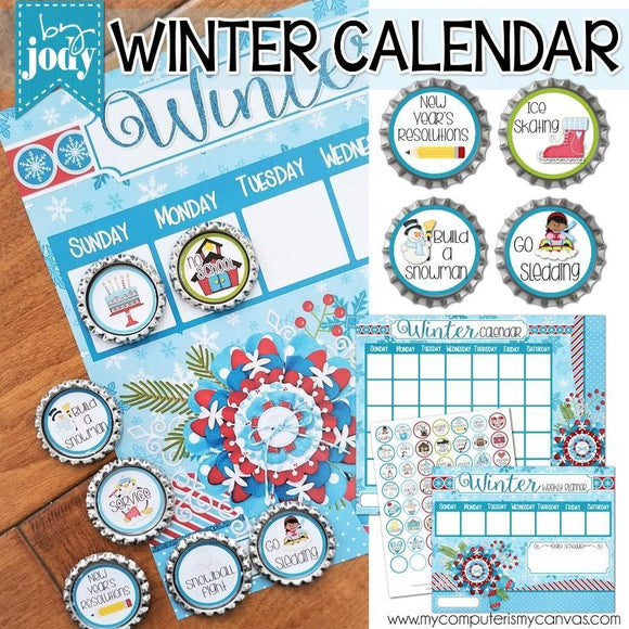 Bottle Cap Activity Calendar {WINTER} PRINTABLE-My Computer is My Canvas