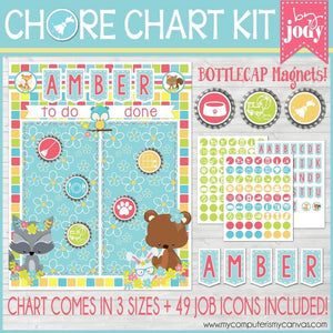 Bottle Cap Job Chart {Cute Animals} PRINTABLE-My Computer is My Canvas