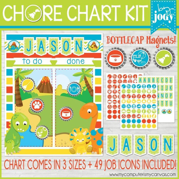 Bottle Cap Job Chart {Dinosaur} PRINTABLE-My Computer is My Canvas