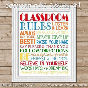 Classroom Rules Teacher Subway Art PRINTABLE-My Computer is My Canvas