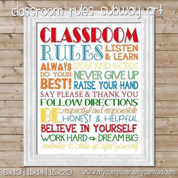 Classroom Rules Teacher Subway Art PRINTABLE-My Computer is My Canvas