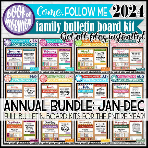 DISCOUNTED 2024 CFM Book of Mormon Family Bulletin Board Kit JAN-DEC {PRINTABLE}