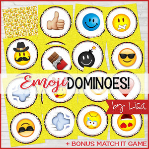 DOMINOES Game {Emoji} PRINTABLE-My Computer is My Canvas