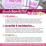 Dandelion Rose FACIAL TRIO {4 oz Salve, Oil Cleanser, Eye Roller & Lip Balm} in a ROSE BAG