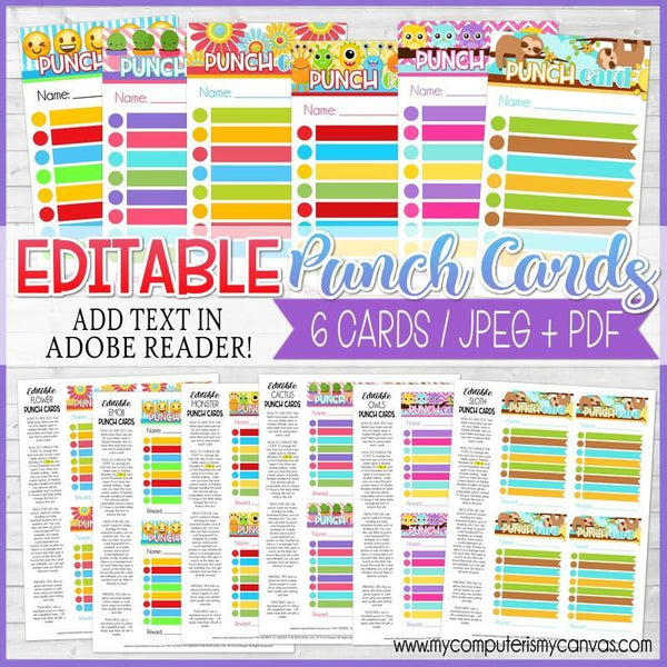 Free Kids Printable Punch Cards