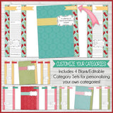 EDITABLE Recipe Binder Collection RED {Half Size 5.5x8.5} PRINTABLE