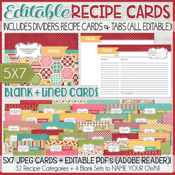 Index or Recipe Card Dividers 4x6, Instant Download, DIY 