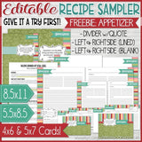 EDITABLE Recipe Sampler - APPETIZER PRINTABLE