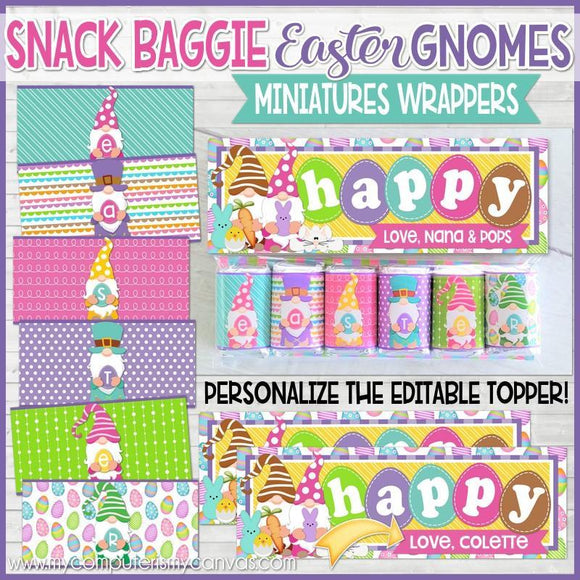 Gnome MINIATURE BAR WRAPS {Snack Baggie: EASTER} PRINTABLE