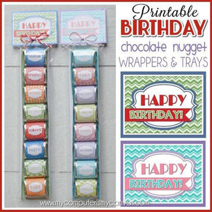 Happy Birthday Nugget Wrappers {Bright & Pastel} PRINTABLE-My Computer is My Canvas