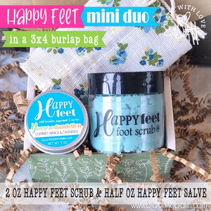 Happy Feet {MINI} DUO (2 oz Scrub & HALF oz Salve) in Burlap Bag