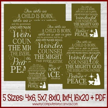 Isaiah 9:6, for Unto Us a Child is Born, Christmas Wall Art