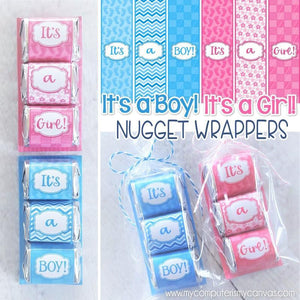 It's a Girl & It's a Boy Nugget Wrappers PRINTABLE-My Computer is My Canvas