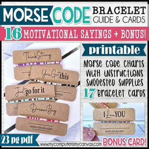 MORSE CODE BRACELET Printable {MOTIVATIONAL Sayings} 16-Card BUNDLE