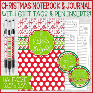 "Merry & Bright" Christmas Journal & Notebook {Gift Set; HALF SIZE} PRINTABLE-My Computer is My Canvas