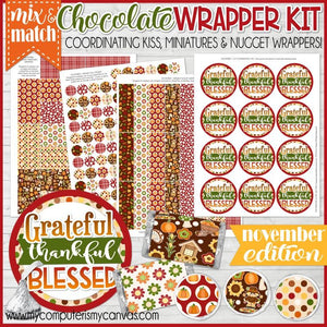 "Mix & Match" Chocolate Wrapper & Tag Kit {NOVEMBER} PRINTABLE