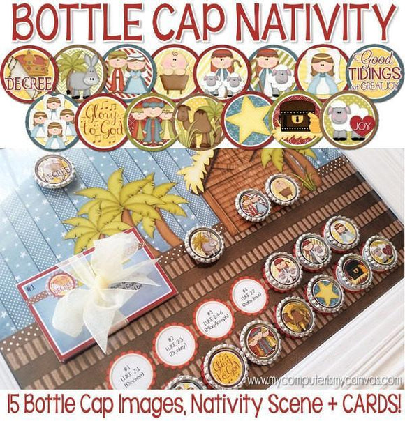 Nativity Bottle Cap Images {Scripture Advent} PRINTABLE-My Computer is My Canvas