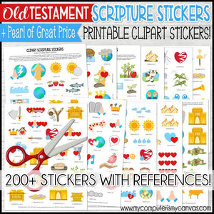 OLD TESTAMENT Scripture Stickers + Pearl of Great Price {Clipart Style} PRINTABLE