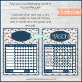 POINT SYSTEM Chore Charts {NAVY} PRINTABLE-My Computer is My Canvas