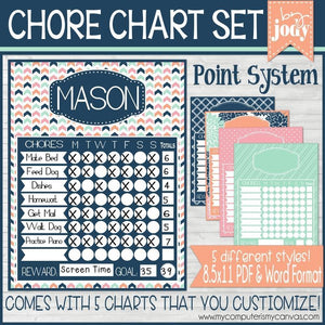 POINT SYSTEM Chore Charts {NAVY} PRINTABLE-My Computer is My Canvas