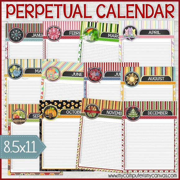 Perpetual Calendar & Birthday Tracker {Annual Collection} PRINTABLE-My Computer is My Canvas