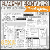 Placemat Activity Sheets {THANKSGIVING} PRINTABLE