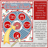 Rotating Job Chart {Red/Blue Floral} PRINTABLE-My Computer is My Canvas