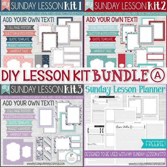 DIY Sunday Lesson Kit BUNDLE A (Kits 1, 2 & 3} PRINTABLE-My Computer is My Canvas